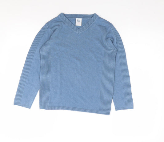 M&Co Boys Blue V-Neck  Acrylic Pullover Jumper Size 8-9 Years  Pullover - School Wear