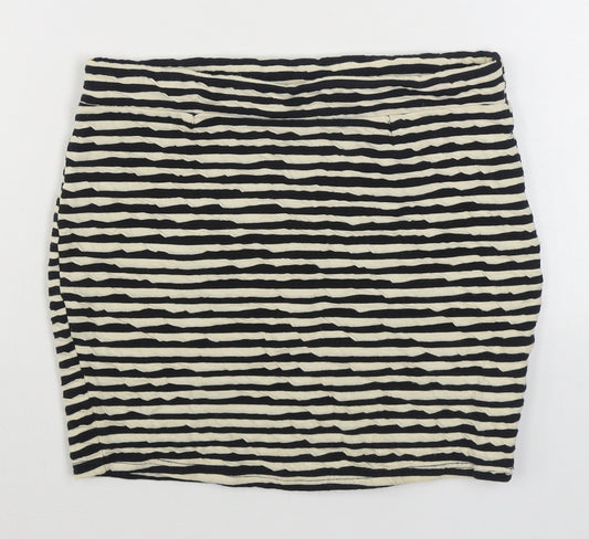 Silence + Noise Womens White Striped Cotton Mini Skirt Size S  Regular
