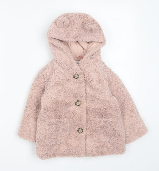 NEXT Girls Pink   Basic Coat Coat Size 2 Years  Button