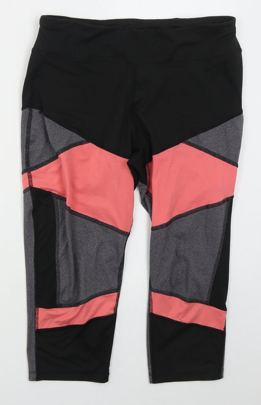 Crane Womens Grey Geometric Polyester Cropped Leggings Size 12  Regular  - Pink