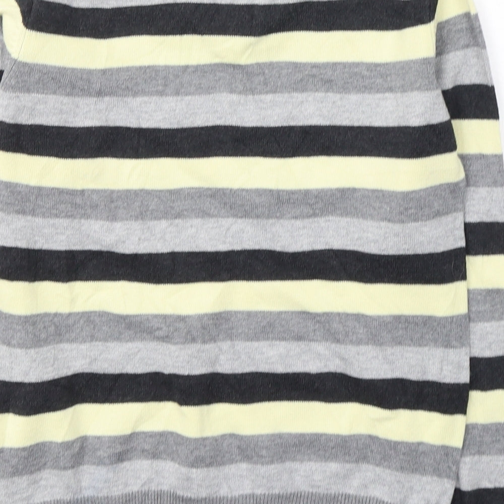 Rebel Boys Grey V-Neck Striped Cotton Pullover Jumper Size 7-8 Years  Pullover