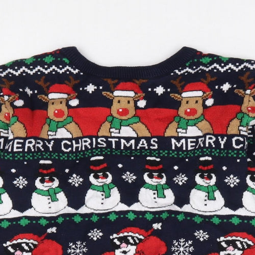 Primark Boys Multicoloured Crew Neck Geometric 100% Cotton Pullover Jumper Size 5-6 Years  Pullover - Christmas