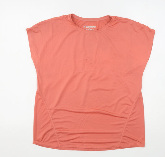 Workout Womens Pink  Polyester Basic T-Shirt Size 10 Round Neck