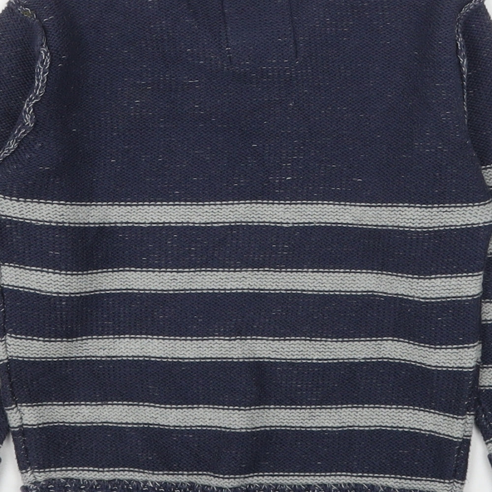 TU Boys Blue Round Neck Striped Cotton Pullover Jumper Size 4 Years