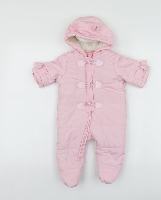 Love by Place Girls Pink  Polyester Babygrow One-Piece Size 3-6 Months