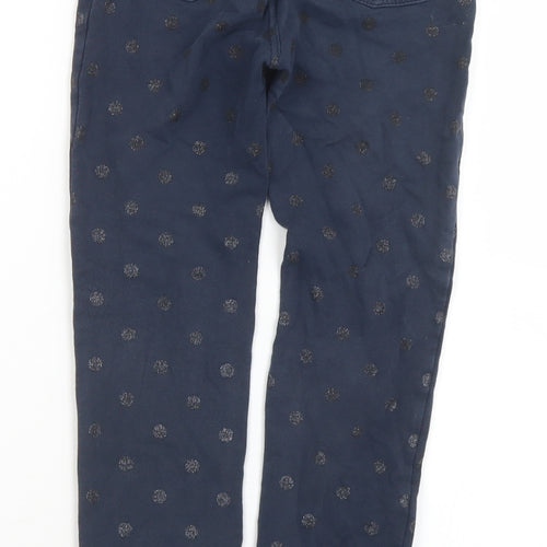 H&M Girls Blue Polka Dot Cotton Jegging Trousers Size 10-11 Years  Regular