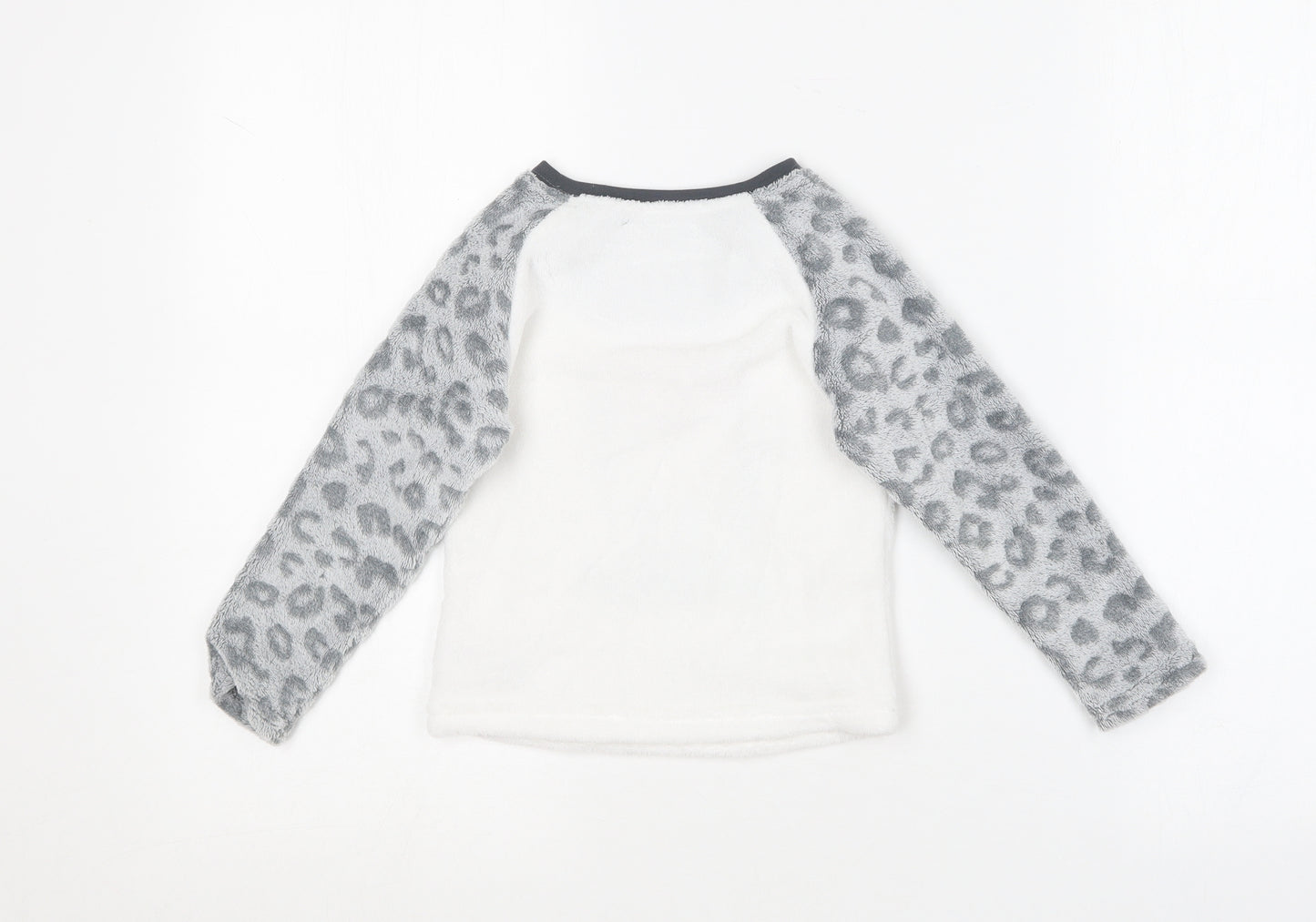 Primark Girls White Animal Print Polyester Top Pyjama Top Size 2-3 Years