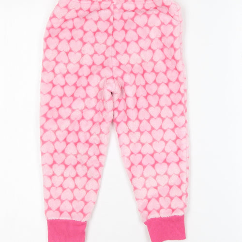 Dunnes Stores Girls Pink Geometric Polyester Jogger Trousers Size 2-3 Years  Regular  - Love heart print