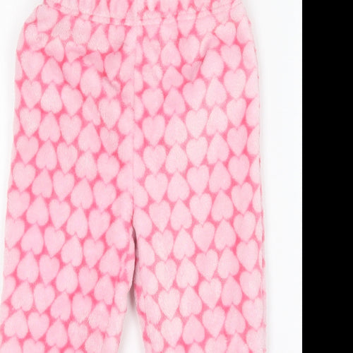 Dunnes Stores Girls Pink Geometric Polyester Jogger Trousers Size 2-3 Years  Regular  - Love heart print