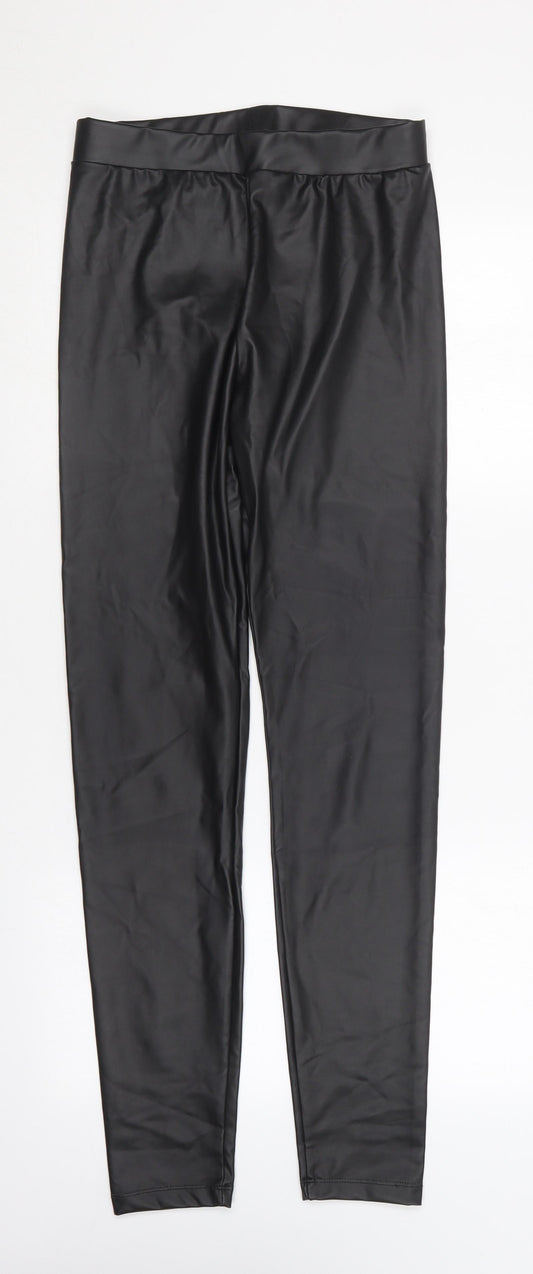 Brave Soul Womens Black  Polyester Capri Leggings Size M L28 in
