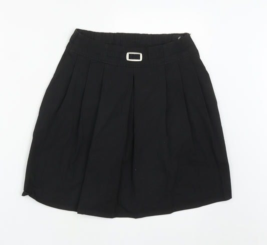 Marks and Spencer Girls Black  Polyester Pleated Skirt Size 12-13 Years  Regular Zip