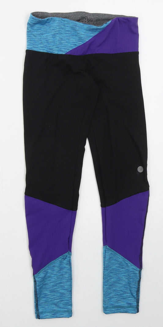 Ranka Girls Black Colourblock Polyester Carrot Trousers Size 7-8 Years  Regular  - Purple and Blue