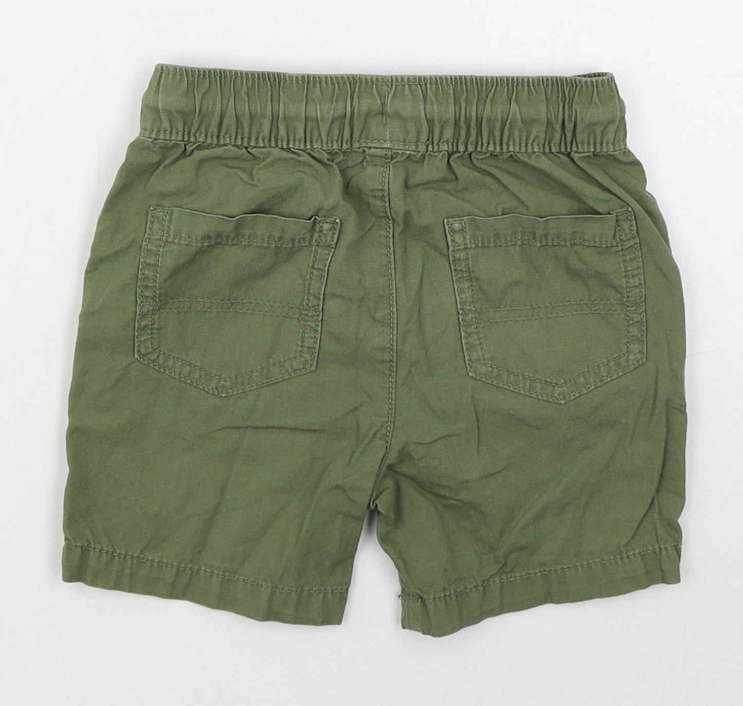 George Boys Green  Cotton Cargo Shorts Size 4-5 Years  Regular Drawstring