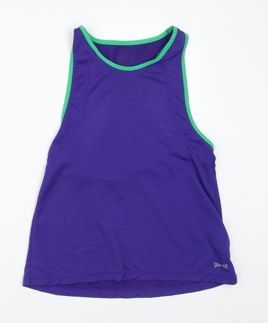 USA Pro Womens Purple  100% Polyester Pullover Tank Size 10 Round Neck