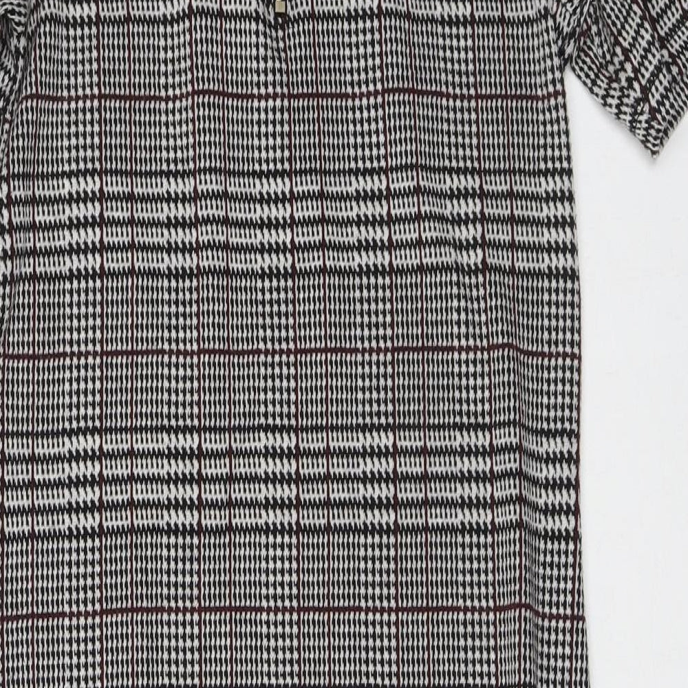 Soyaconcept Womens Grey Plaid Polyester Shift  Size S  V-Neck