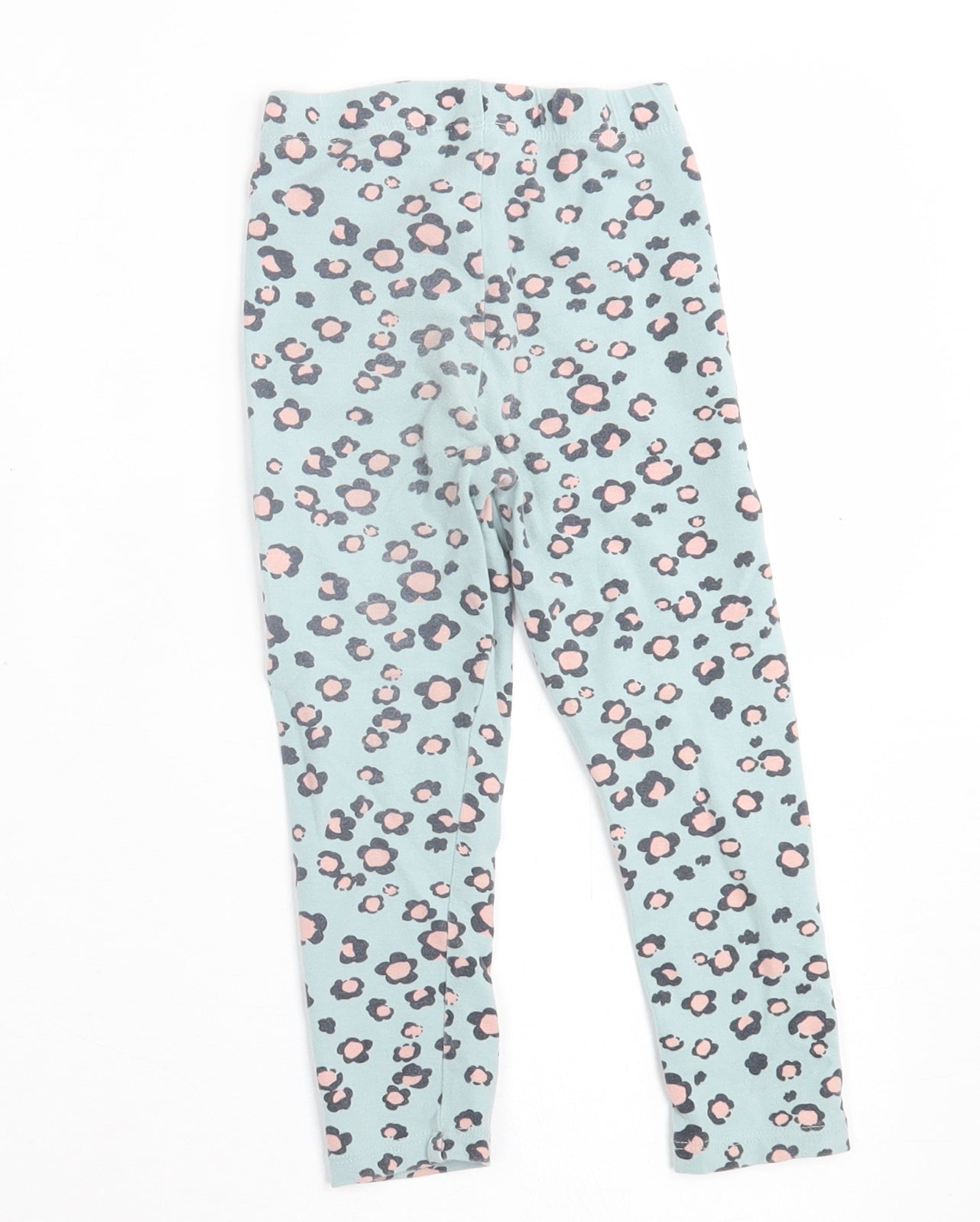 NEXT Girls Blue Floral Cotton Capri Trousers Size 2-3 Years  Regular Pullover