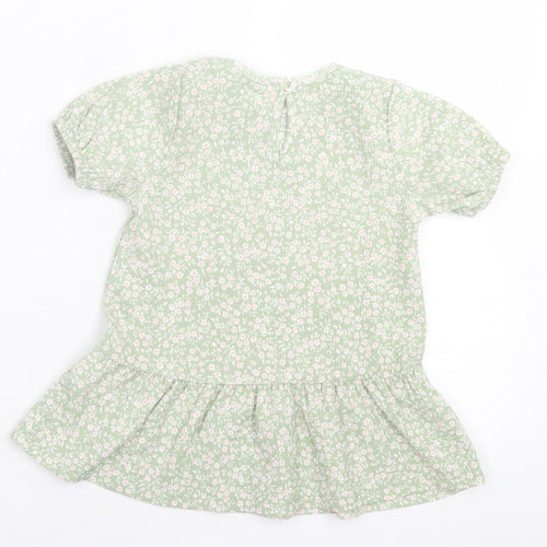 Primark Girls Green Floral Polyester A-Line  Size 2 Years  Crew Neck Pullover