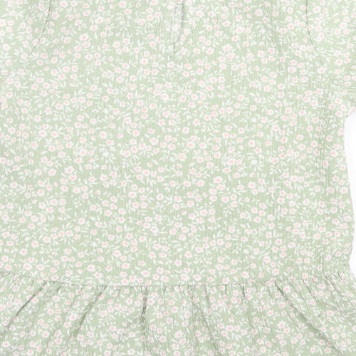 Primark Girls Green Floral Polyester A-Line  Size 2 Years  Crew Neck Pullover