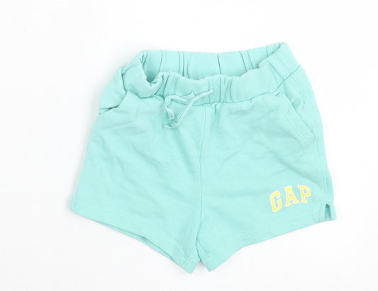 Gap Girls Green  Cotton Sweat Shorts Size 3 Years  Regular Tie