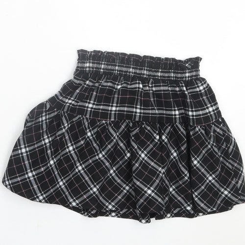 Dunnes Stores Girls Black Plaid Polyester Skater Skirt Size 3-4 Years  Regular Pull On