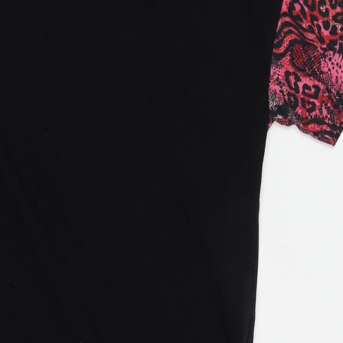Studio Girls Black Animal Print Cotton T-Shirt Dress  Size 12-13 Years  Crew Neck Pullover