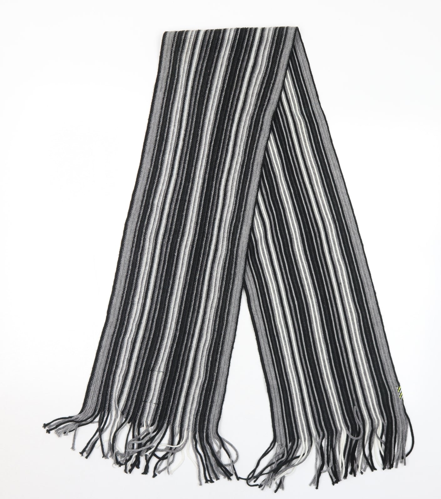 Smith & Jones Mens Grey Striped Acrylic Scarf  One Size