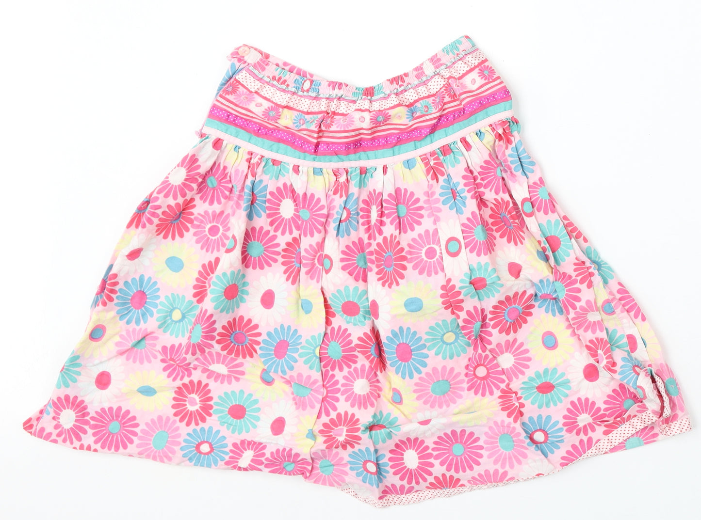 Monsoon Girls Pink Floral Cotton Skater Skirt Size 8-9 Years  Regular