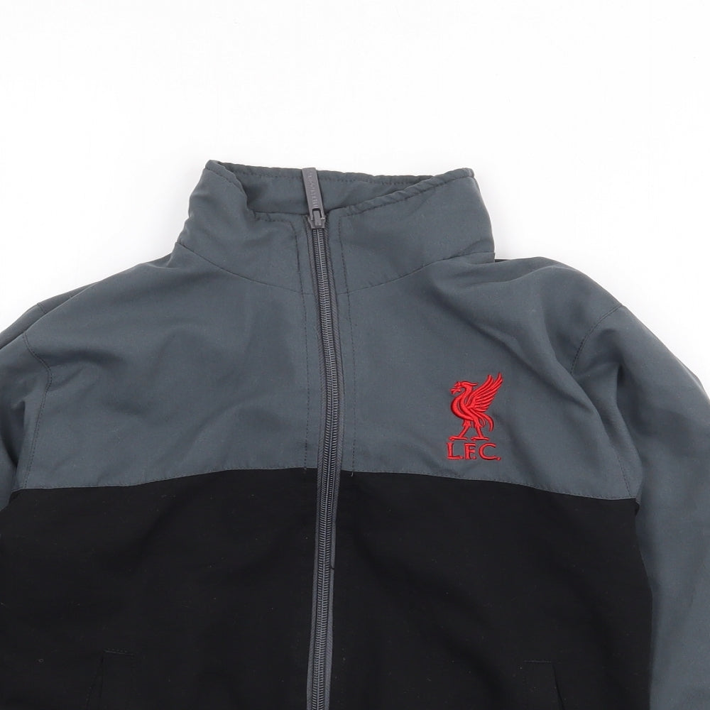 Liverpool FC Official Boys Black Colourblock  Jacket Coat Size 8-9 Years  Zip