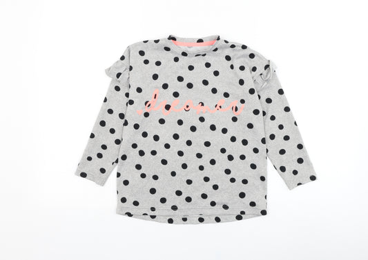 Matalan Girls Grey Round Neck Polka Dot Polyester Pullover Jumper Size 7 Years  Pullover - Dreamer