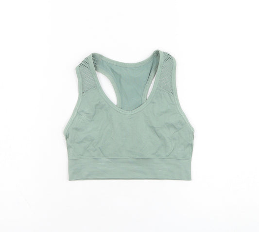 Dunnes Stores Womens Green  Polyamide Cropped Tank Size XS Round Neck Pullover - Sports bra