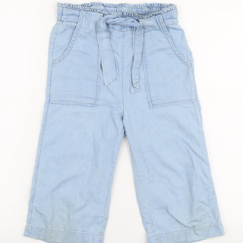 TU Girls Blue  100% Cotton Capri Trousers Size 9 Months  Regular Drawstring