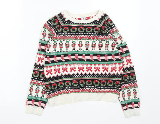 TU Boys Multicoloured Round Neck Geometric Cotton Pullover Jumper Size 12 Years   - Christmas Jumper