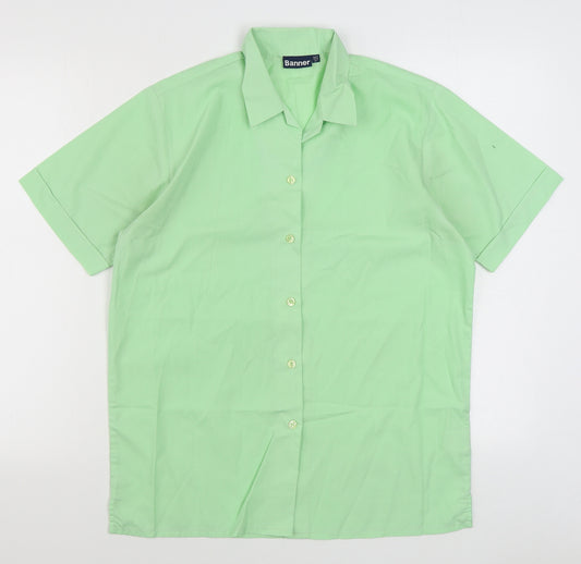 Banner Mens Green  Cotton  Polo Size M Collared Button