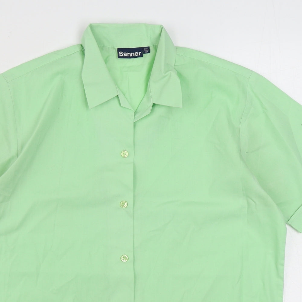 Banner Mens Green  Cotton  Polo Size M Collared Button