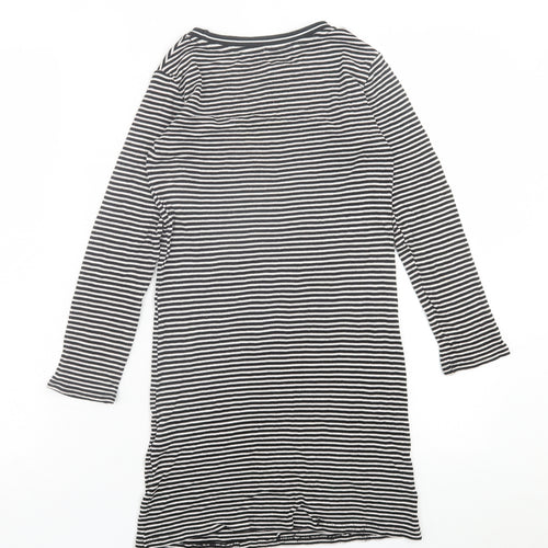 NEXT Girls Black Striped Viscose A-Line  Size 9 Years  Crew Neck Pullover