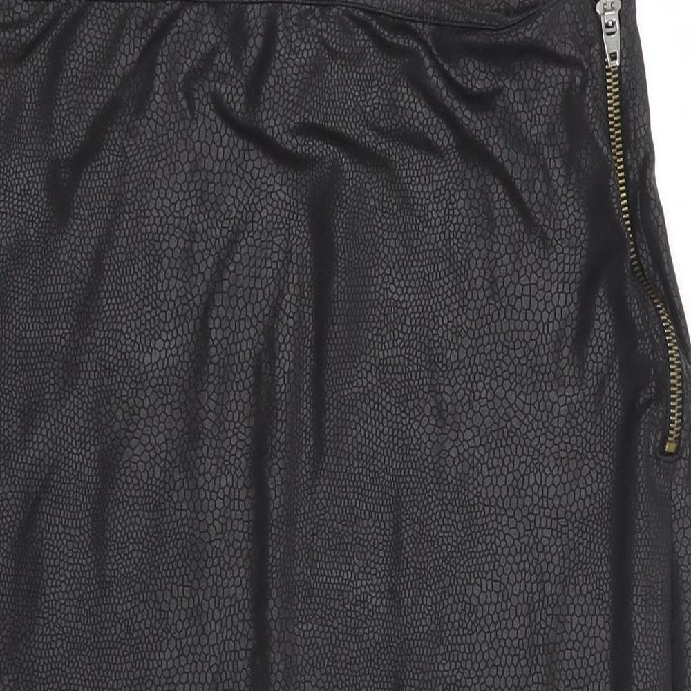 Pied A Terre Womens Black Animal Print Polyester Straight & Pencil Skirt Size 8   Zip