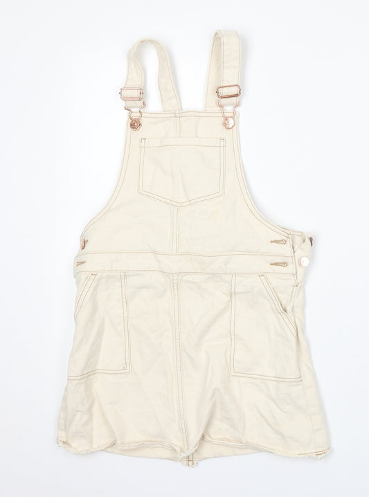 F&F Girls Beige  Cotton Dungaree One-Piece Size 10-11 Years