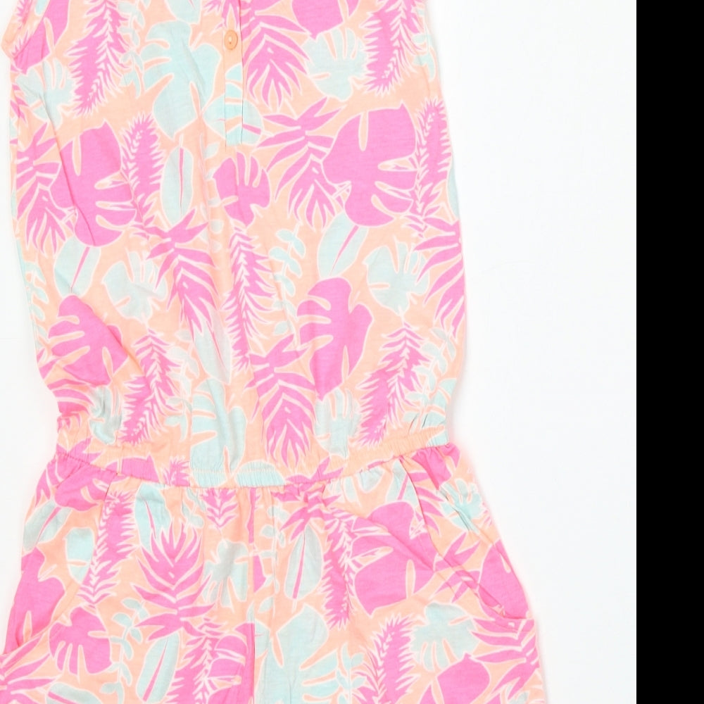 Dunnes Stores Girls Multicoloured Geometric Cotton Playsuit One-Piece Size 10 Years