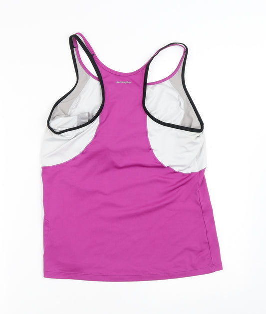 New Balance Womens Pink Striped Polyester Camisole Tank Size 14 Round Neck