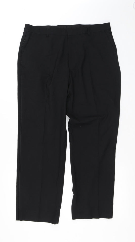 Marks & Spencer Mens Black  Polyester Trousers  Size 29 in L29 in Regular