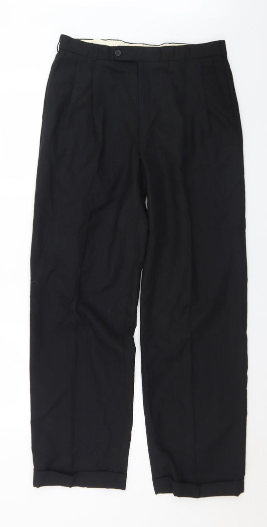 Pierre Cardin Mens Black  Polyester Trousers  Size 40 in L31 in Regular Button