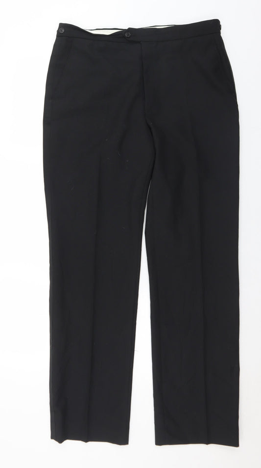 Preworn Mens Black  Polyester Trousers  Size 36 in L33 in Regular Button