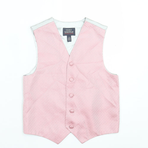NEXT Boys Pink Argyle/Diamond  Basic Jacket Waistcoat Size 8 Years  Button