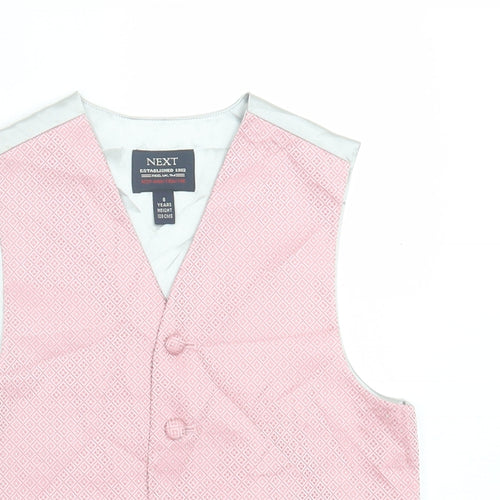 NEXT Boys Pink Argyle/Diamond  Basic Jacket Waistcoat Size 8 Years  Button