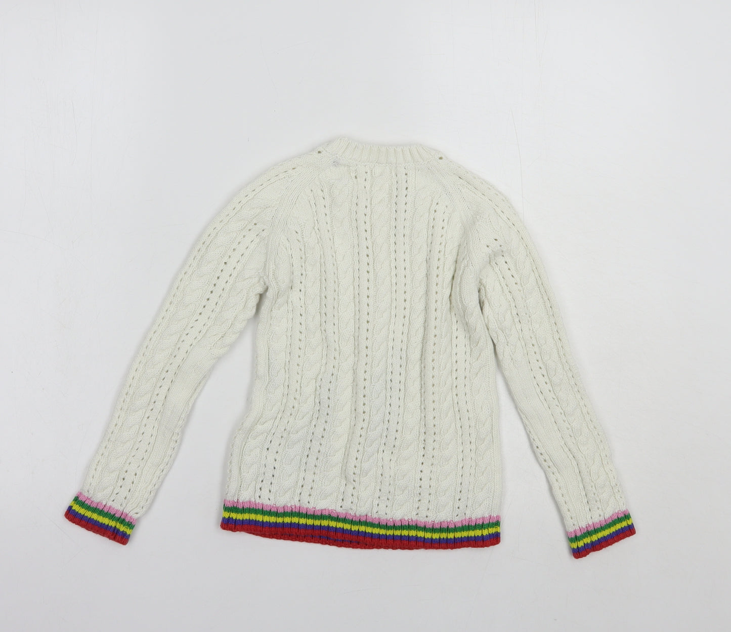 NEXT Girls White Crew Neck  Cotton Pullover Jumper Size 7 Years  Pullover