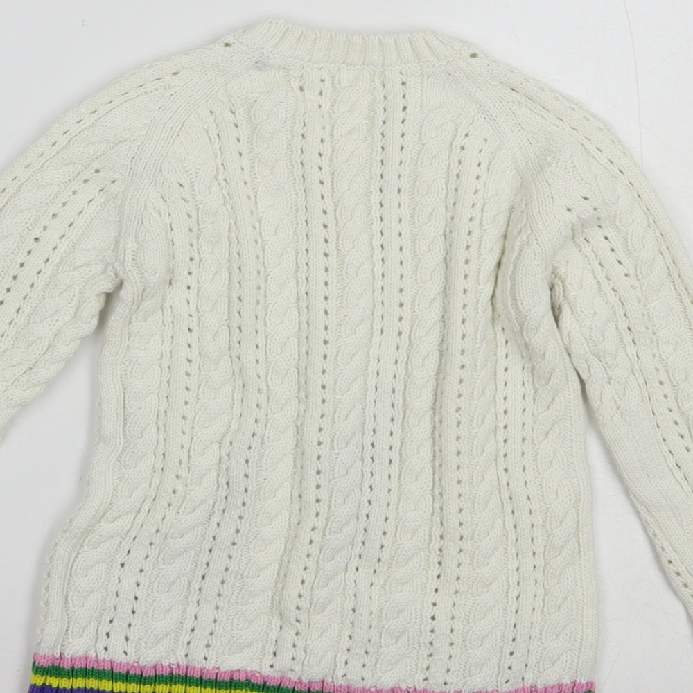 NEXT Girls White Crew Neck  Cotton Pullover Jumper Size 7 Years  Pullover