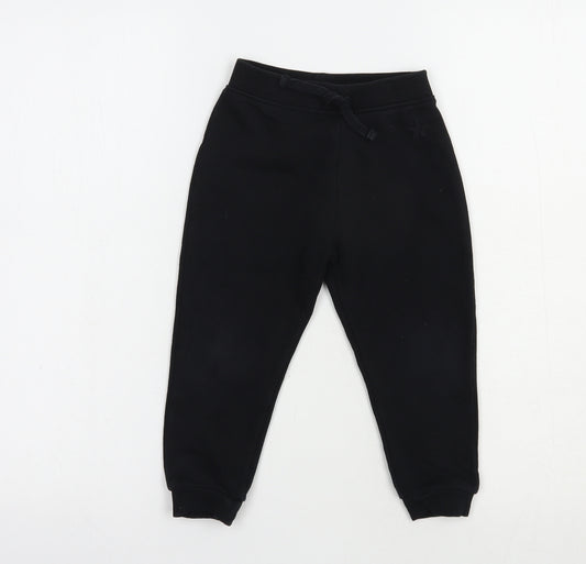 Dunnes Stores Girls Black  Cotton Jogger Trousers Size 2-3 Years  Regular Drawstring