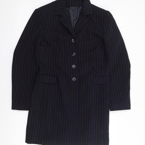 Anne Brooks Womens Blue Pinstripe Polyester Jacket Suit Jacket Size 10