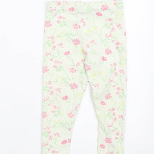 Primark Girls Green Floral Cotton Capri Trousers Size 3-4 Years  Regular