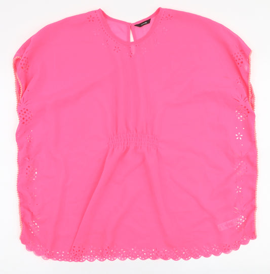 George Girls Pink  Polyester A-Line  Size L  Round Neck Pullover - beach cover up